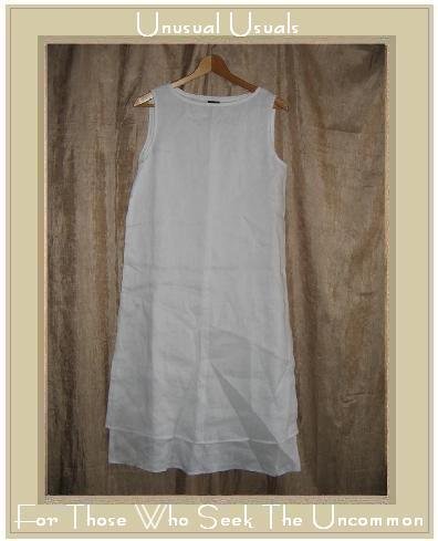 Eileen Fisher Long White Layered Irish Linen Dress Small S