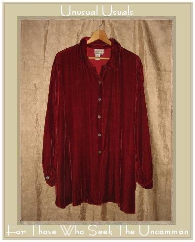 Coldwater Creek Softest Red Silk Rayon Velvet Button Shirt Tunic Top 2X