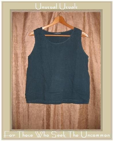 HOT COTTON Jewel Blue LINEN Tank Top Shirt Small S