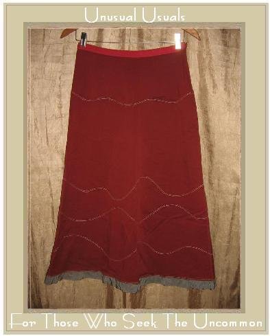 Neesh by D.A.R. Brick Red Ribbon Trimmed Skirt Small S