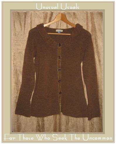 NEESH by D.A.R. Softest Brown Wool Velvet Ribbon Cardigan Sweater Small S