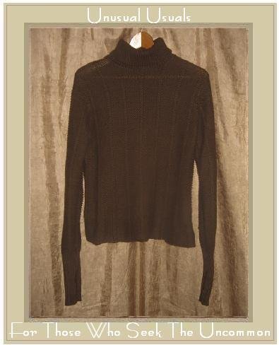 CUT LOOSE Brown Cotton Knit Turtleneck Sweater Tunic Top Small Medium S M