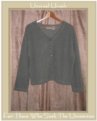 J. Jill Gray Green Terry Knit Tunic Top Jacket Medium M