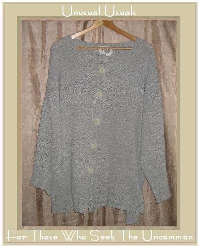 FLAX by ANGELHEART Soft Gray Peplum Cardigan Sweater Jeanne Engelhart M L