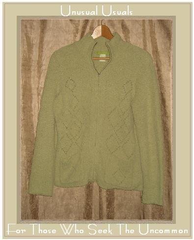 SIGRID OLSEN Soft Green Zip Cardigan Sweater Small S