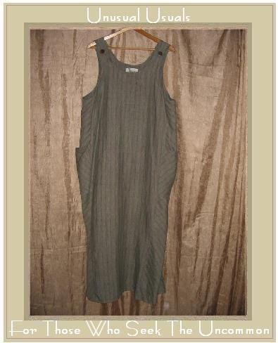 FLAX Long Striped LINEN Jump Dress Jeanne Engelhart Medium M