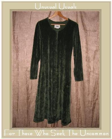 Jeanne Engelhart Flax Green Cotton Velour Tunic Dress Petite P