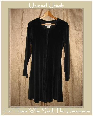 Jeanne Engelhart Flax Black Cotton Velour Tunic Dress Small S
