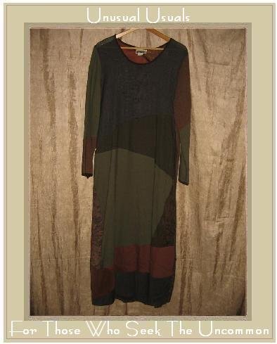 ZOE Long Earthy Rayon Wool Patchwork Dress Medium M