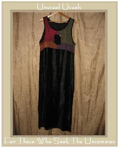 Funky Boho Hippy Velvet Patchwork Dress Small S Medium M