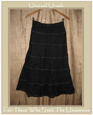 SOLITIARE Fluttery Black LINEN Drawstring Skirt X-Small XS