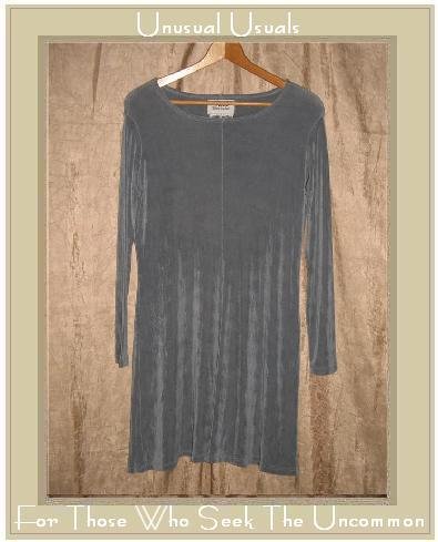FLAX by Jeanne Engelhart Short Shapely Slinky Gray Knit Dress Medium M