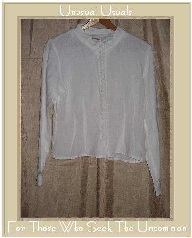 SOLITAIRE White Shapely Linen Button Shirt Top Medium M