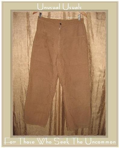 FLAX Tan Cotton Cargo Pants Jeanne Engelhart Small S