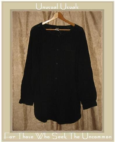 DOTTI Black Textured Cotton Weave Button Shirt Tunic Top Large L