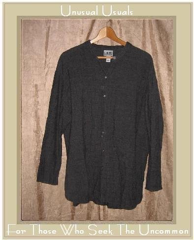 Chico's Design Gray Rayon Linen Shirt Tunic Top Size 2