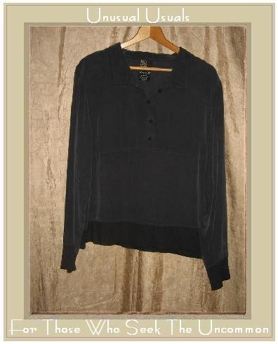 DANA B. and KAREN Black Silk Boxy Pullover Top Shirt Size 14