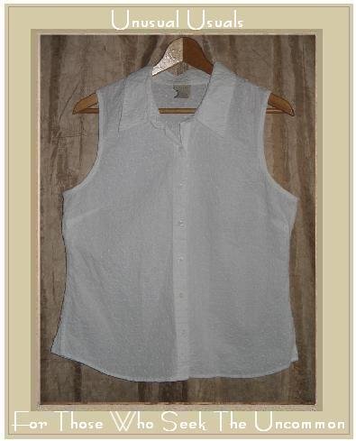 SIGRID OLSEN Embroidered White Sleeveless Button Shirt Top Large L