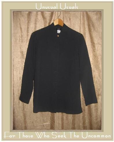 Eileen Fisher Black Wool Button Jacket Top Petite Medium PM