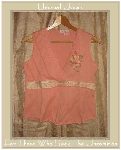 Heart Soft Coral & Lace Knit Tank Top Shirt Medium M