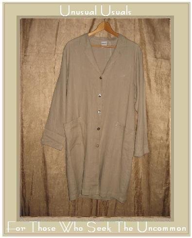 GERTIES Long Natural LINEN Duster Button Jacket Top Small S