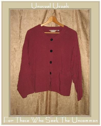ASAICRAFT Textured Berry Boxy Button Jacket Shirt Top Large L