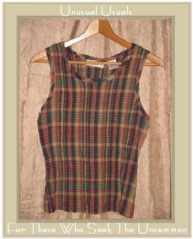 Lemon Grass Puckered Plaid Pullover Tank Top Shirt X-LARGE XL