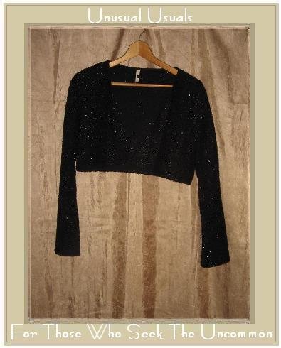 CLOTHESPIN Cropped Black Sparkle Knit Jacket Small S