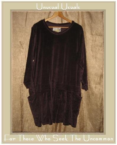 ANGELHEART DESIGNS by Jeanne Engelhart Plum Velour Skirted Tunic Top Dress FLAX Small S