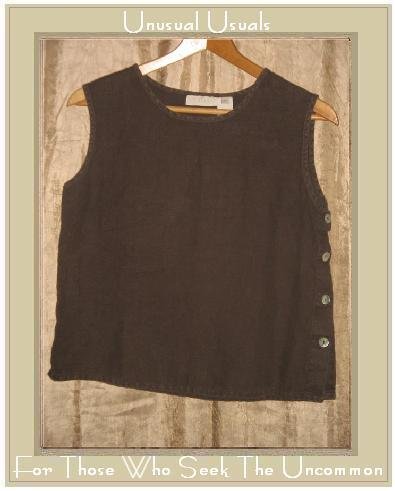 J. Jill Soft Brown LINEN Side Button Tank Top Shirt X-Small Petite XSP