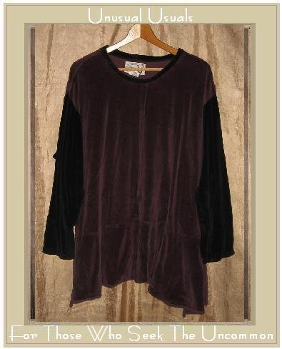 Angelheart Design by Jeanne Engelhart Flax Velour Peplum Tunic Top Shirt LARGE L