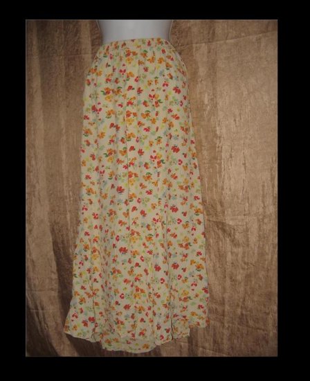PUTUMAYO Long Floral Rayon Skirt Engelhart Flax Large L