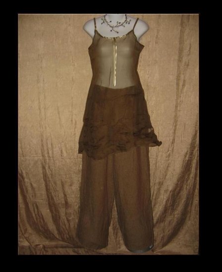 New Neesh by D.A.R. Floaty Olive Silk Ribbon Slip Dress X-Small XS