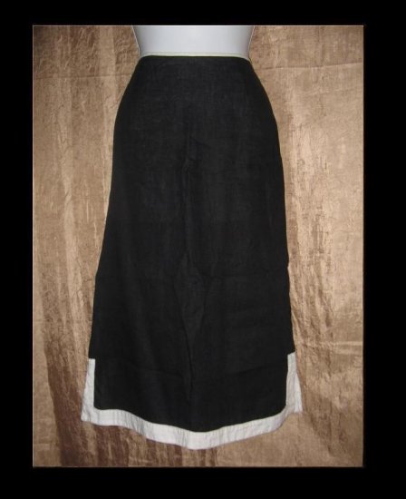 SOLITAIRE Long Black & White Linen Skirt Engelhart FLAX Medium M