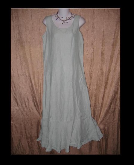 CP SHADES Long Robbins Egg Blue LINEN Ruffle Dress Small S