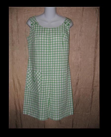 WPC Fashions Vintage Green Grid Tunic Dress Scorts 60's Small S