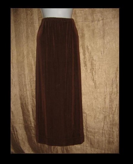 FLAX by Jeannge Engelhart Long Brown Slinky Skirt Petite P