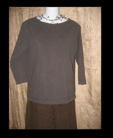 CUT LOOSE Soft Brown Striped Knit Pullover Top Shirt Large L