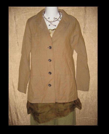 SOLITAIRE Linen Button Jacket Top Engelhart Flax Small S