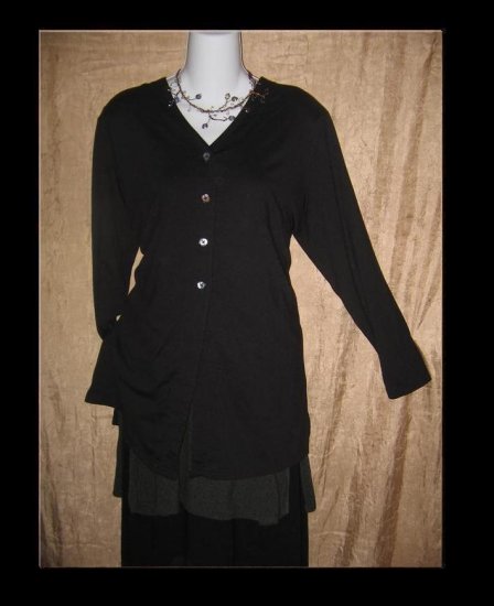 J. Jill Long Black Knit Button Tunic Top Jacket Medium M