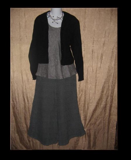 FLAX by Jeanne Engelhart Black Shapely Jacket Top SMALL S