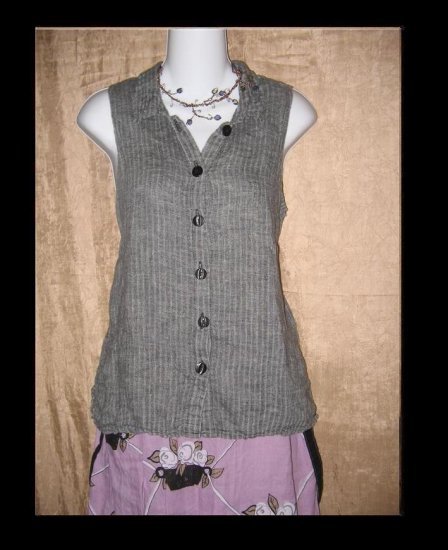 FLAX Black Waves SODA POP Tank Shirt Top Jeanne Engelhart Petite P