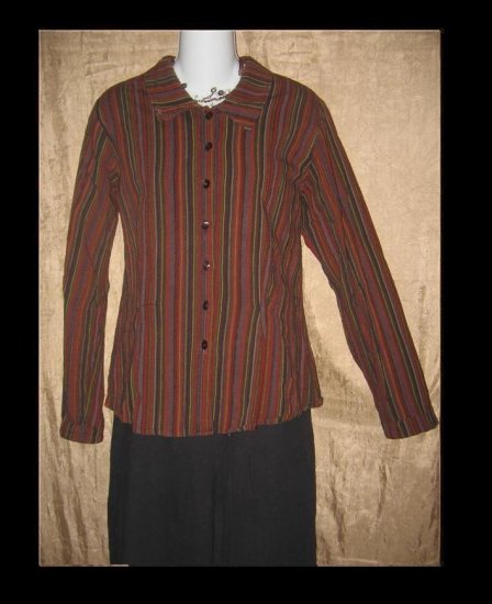 FLAX Shapely Button Shirt Top Jeanne Engelhart Small S