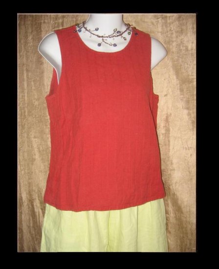 FLAX Rust Textured Stripe Tank Top Shirt Jeanne Engelhart Small S