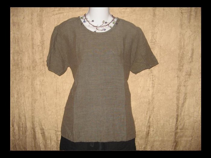 FLAX Jeanne Engelhart Linen Pullover Shirt Tunic Top Small S