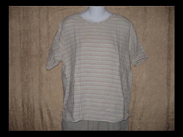 FLAX Jeanne Engelhart Linen Pullover Shirt Tunic Top Small S