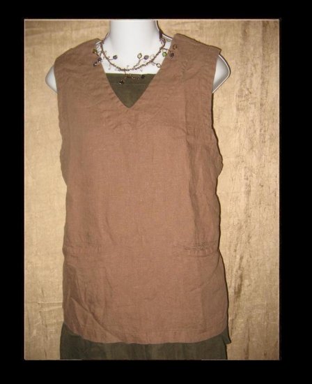 BEEKEEPER Long LINEN Tunic Top Shirt Vest Jeanne Engelhart FLAX Medium M