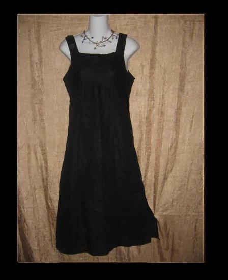 SOLITAIRE Shapely Black LINEN DRESS Engelhart FLAX Small S
