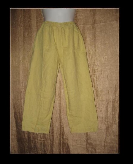 Chico's Design Green LINEN Capris Pants Size 1 Small S