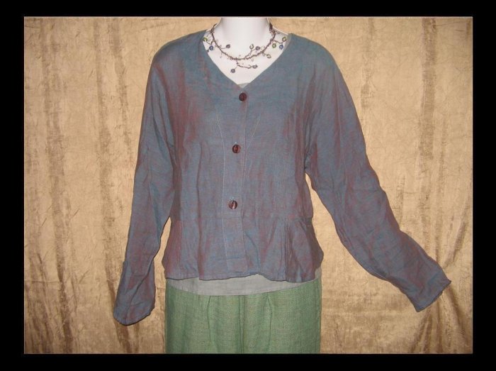 FLAX by Jeanne Engelhart Night Sky Jubilant Jacket Peplum Top Small S